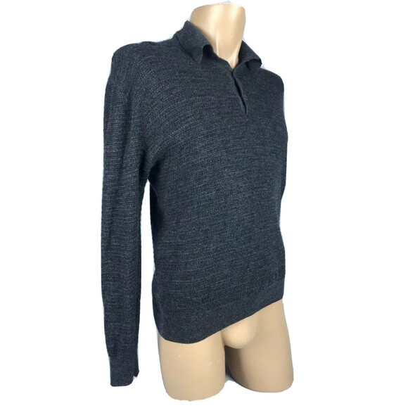 Ike Behar Merino Wool Black Long Sleeve Collared Sweater Top  Men's Size S M ? - Picture 3 of 10